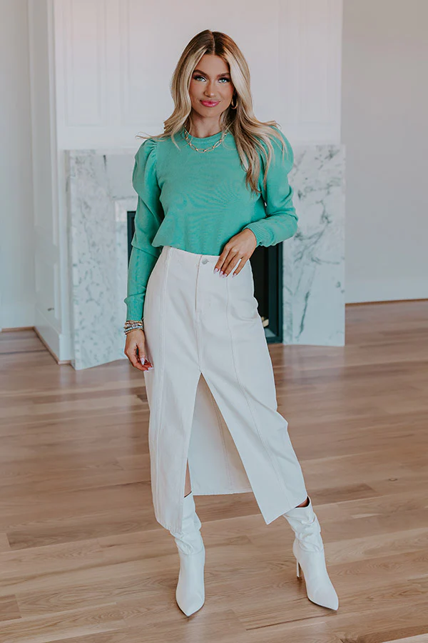 Lovely Tokens Sweater Top In Mint - Image 2