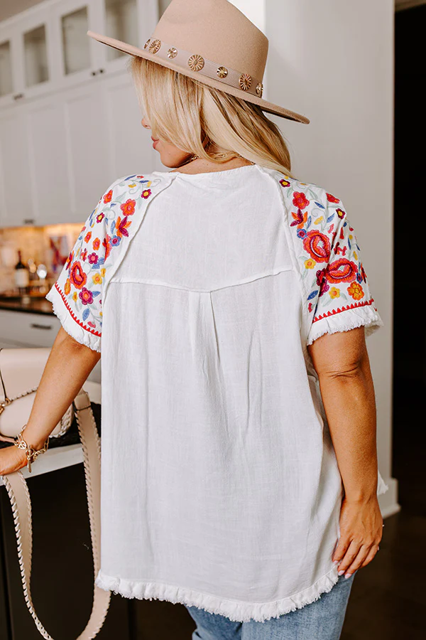 Loving The Sun Embroidered Top In White Curves - Image 5