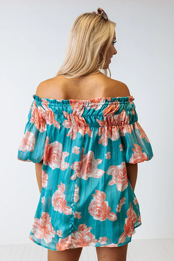 Made For Merriment Floral Shift Top in Turquoise - Image 7