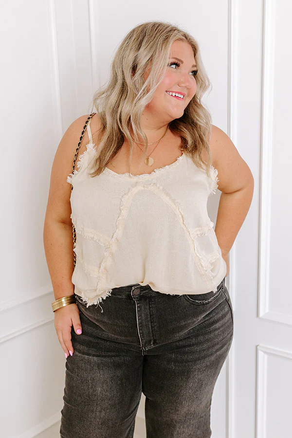 Made For Sunshine Frayed Tank In Cream Curves - Image 2