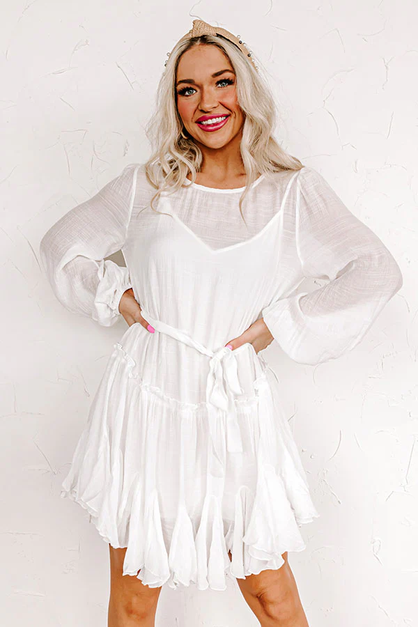 Made To Twirl Ruffle Dress In White - Image 2