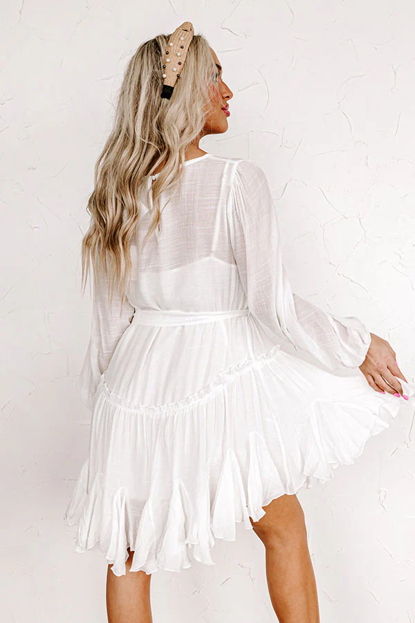 Made To Twirl Ruffle Dress In White - Image 3