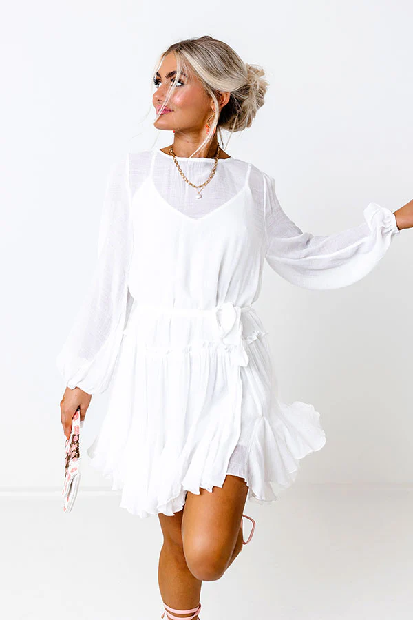 Made To Twirl Ruffle Dress In White - Image 5