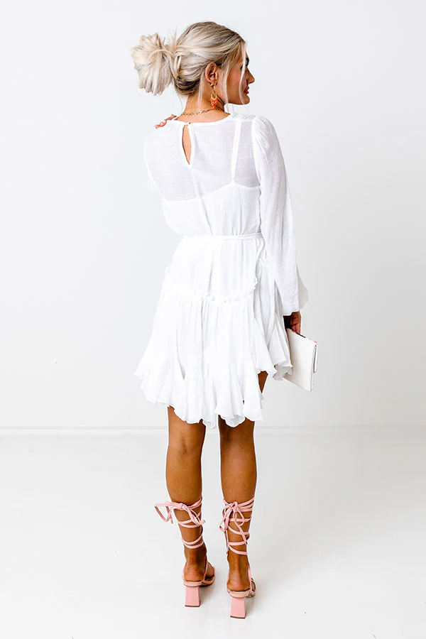Made To Twirl Ruffle Dress In White - Image 6