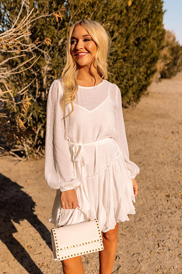 Made To Twirl Ruffle Dress In White - Image 9