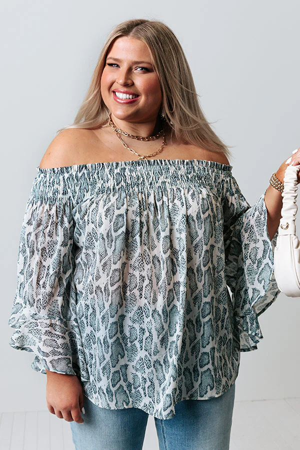 Madly In Love Snake Print Shift Top In Airy Blue Curves - Image 4