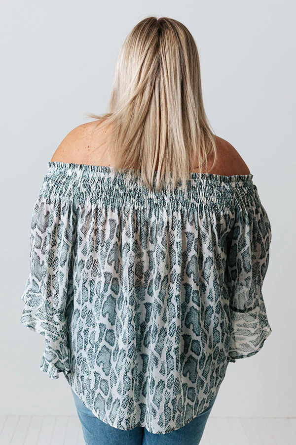 Madly In Love Snake Print Shift Top In Airy Blue Curves - Image 5