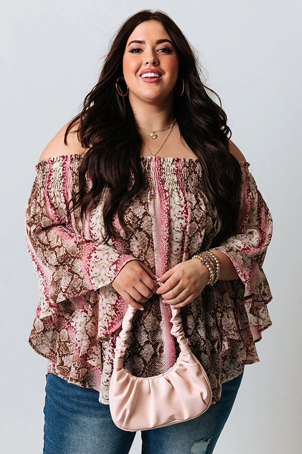 Madly In Love Snake Print Shift Top In Sangria Curves - Image 3