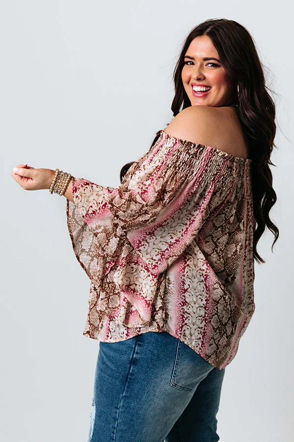 Madly In Love Snake Print Shift Top In Sangria Curves - Image 4
