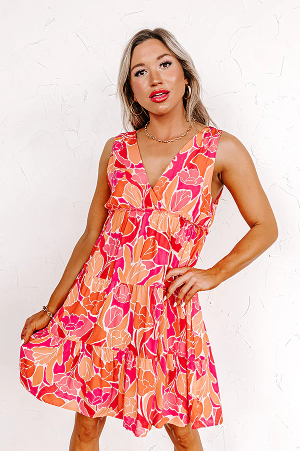 Major Event Floral Dress In Tangerine - Image 3