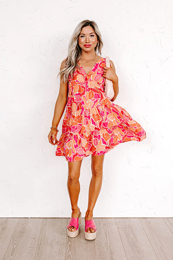 Major Event Floral Dress In Tangerine - Image 4