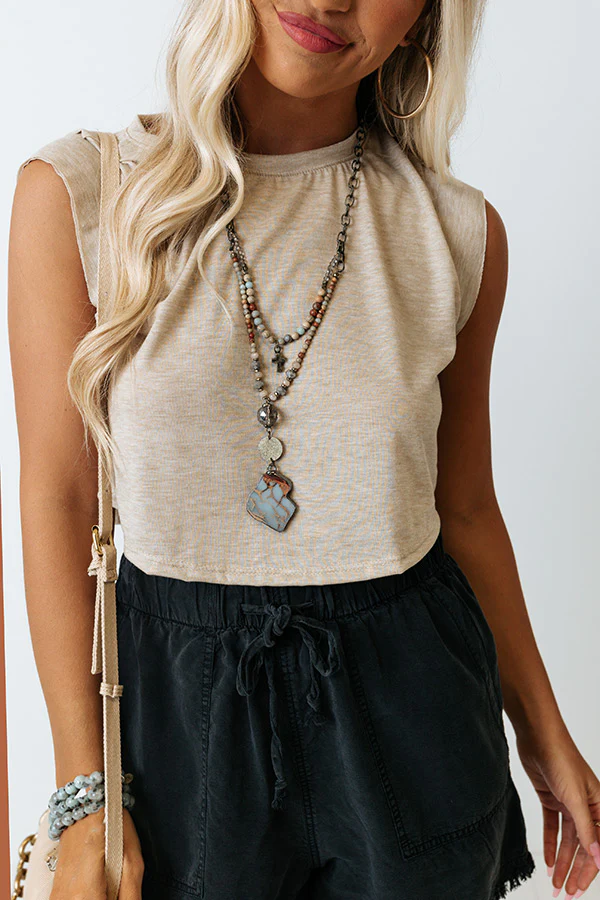 Making Mischief Crop Top In Beige - Image 5