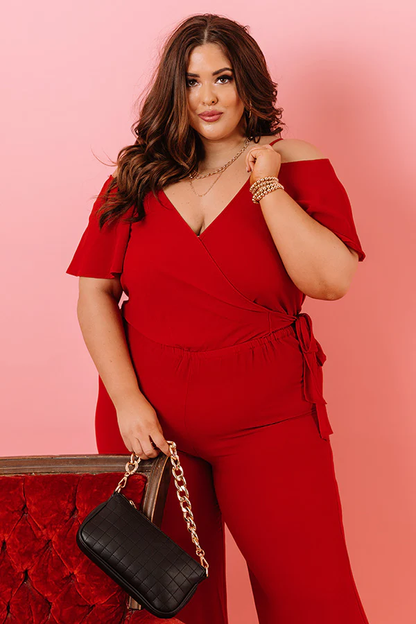 Making Promises Jumpsuit In Red Curves - Image 2