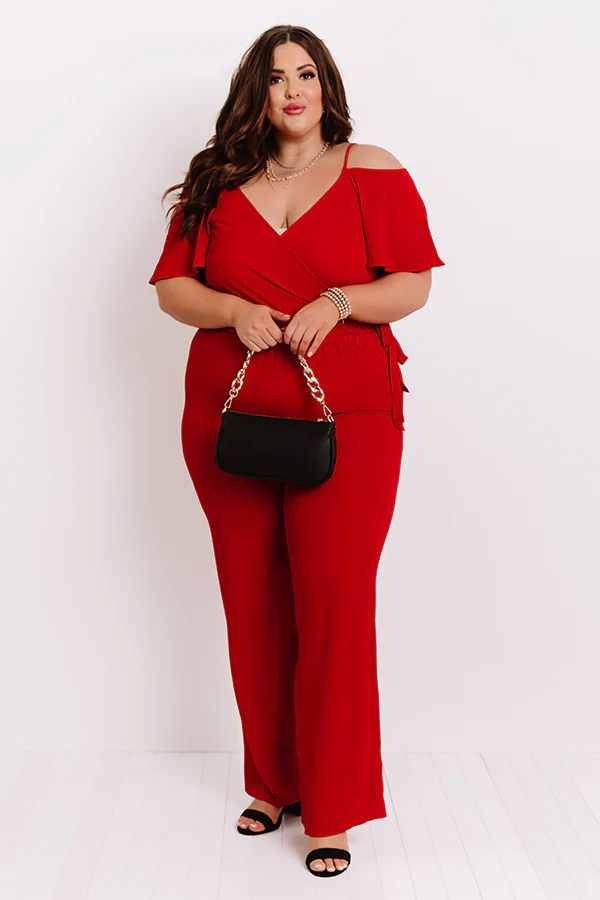 Making Promises Jumpsuit In Red Curves - Image 4