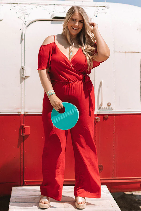 Making Promises Jumpsuit In Red Curves - Image 8