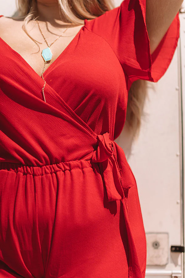 Making Promises Jumpsuit In Red Curves - Image 9
