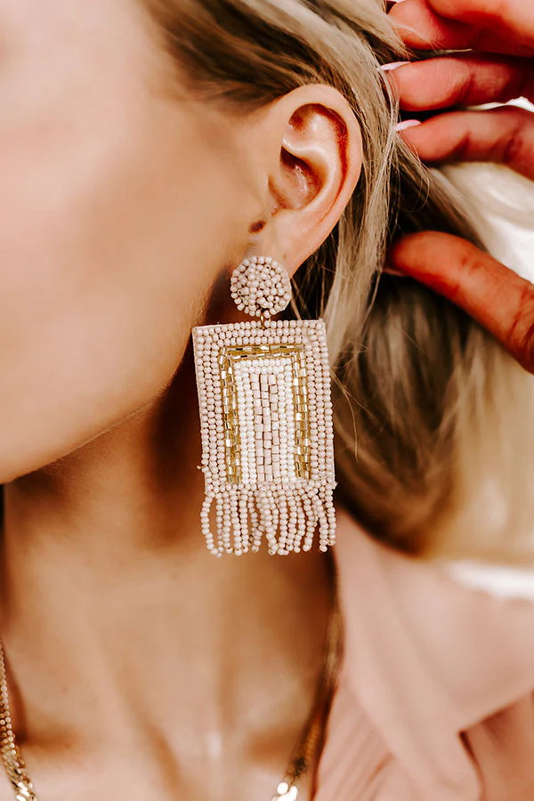 Malibu Pier Beaded Earrings In Light Blush - Image 2