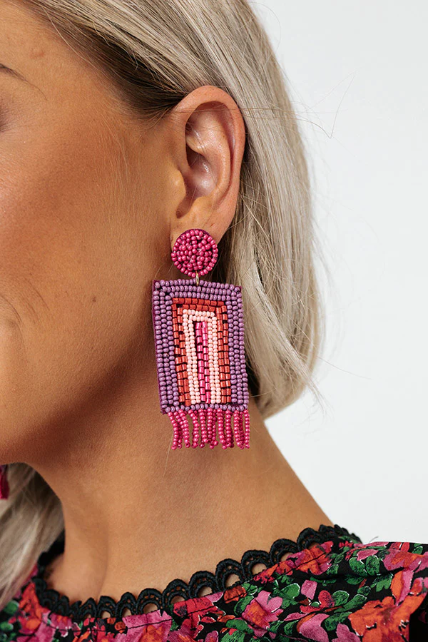 Malibu Pier Beaded Earrings In Pink - Image 2