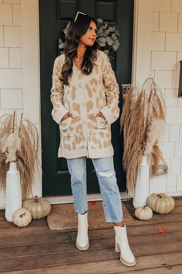 Maple Morning Leopard Cardigan In Cream - Image 6