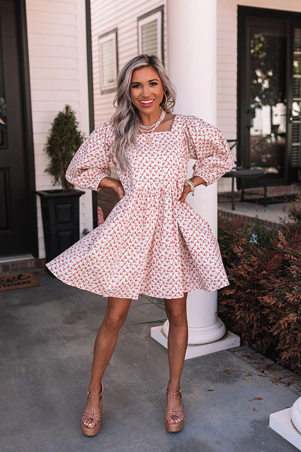 Market Flowers Shift Dress In Pink