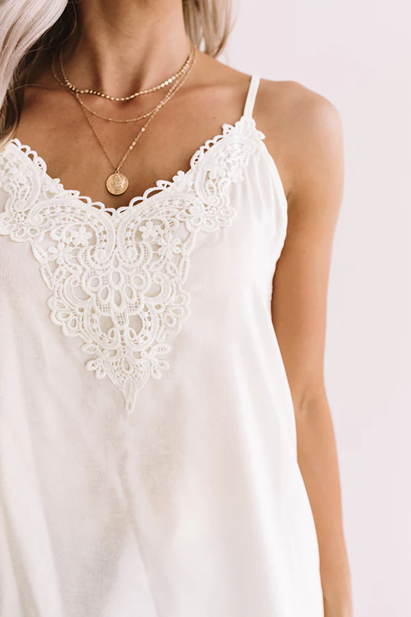 Martini Time Crochet Shift Tank in Ivory - Image 2