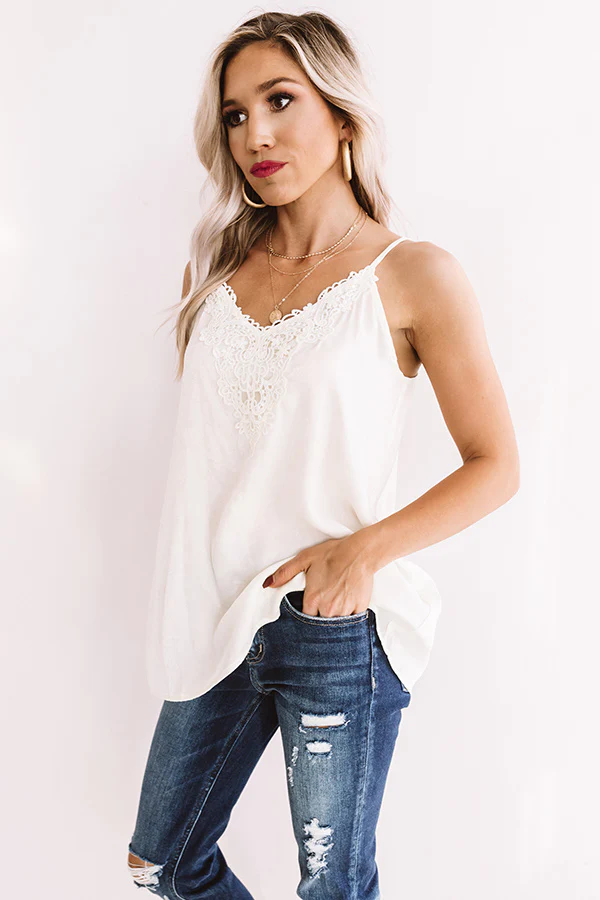 Martini Time Crochet Shift Tank in Ivory - Image 5