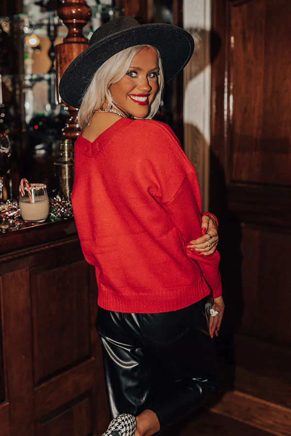 Merriest Ever Cardigan In Red - Image 9