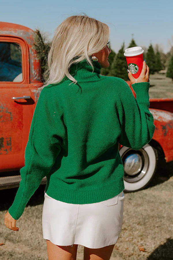 Merry Turtle Neck Sweater In Green - Image 4
