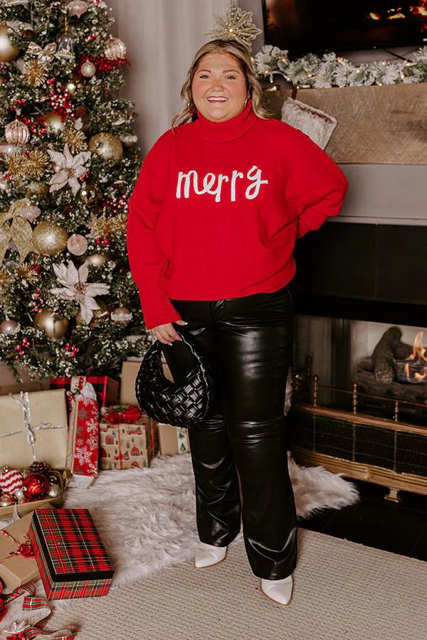 Merry Turtle Neck Sweater In Red Curves - Image 3