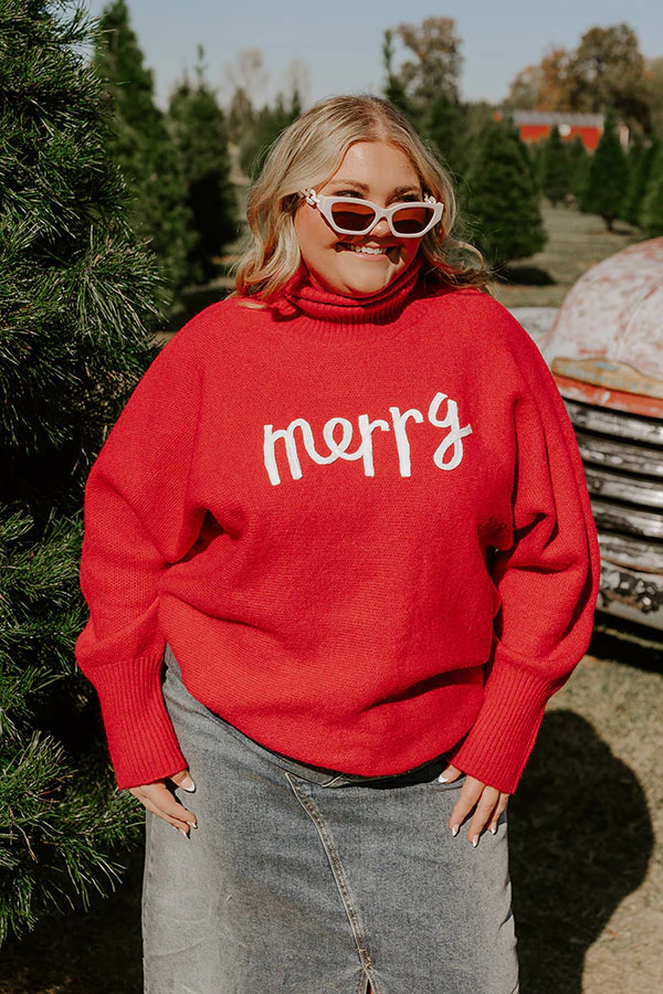 Merry Turtle Neck Sweater In Red Curves - Image 4