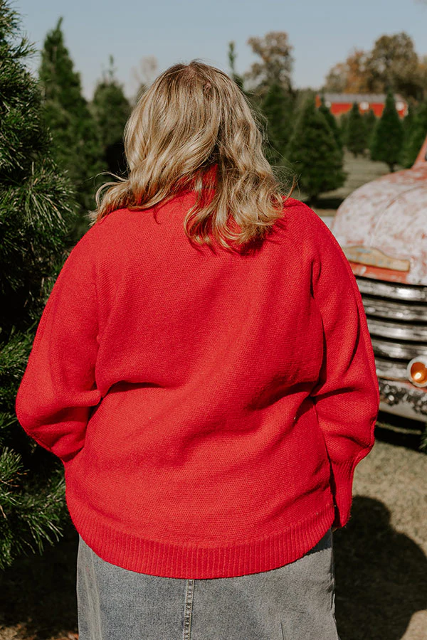 Merry Turtle Neck Sweater In Red Curves - Image 5