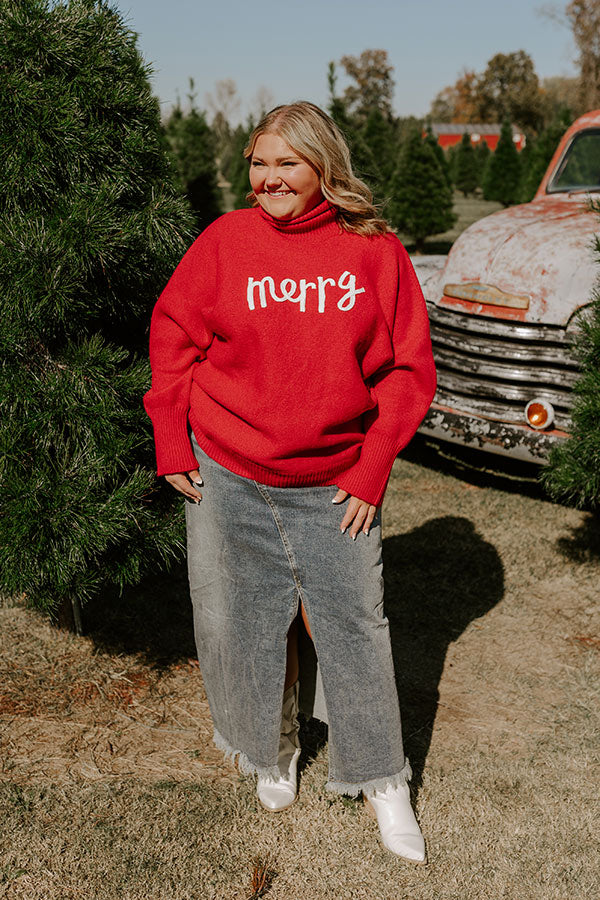 Merry Turtle Neck Sweater In Red Curves - Image 6