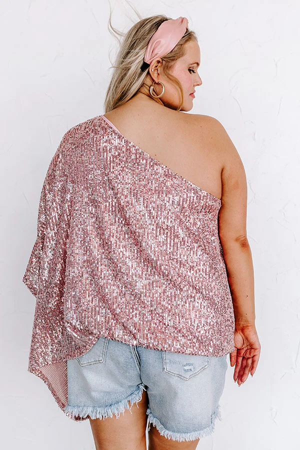 Middle Of The Night Sequin Top In Pink Curves - Image 3