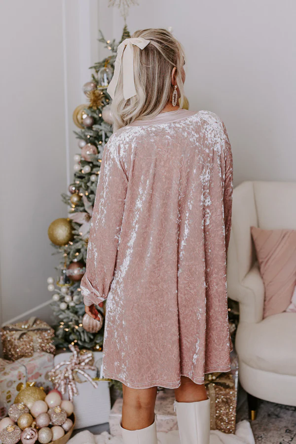 Midnight Kiss Velvet Mini Dress In Blush - Image 2