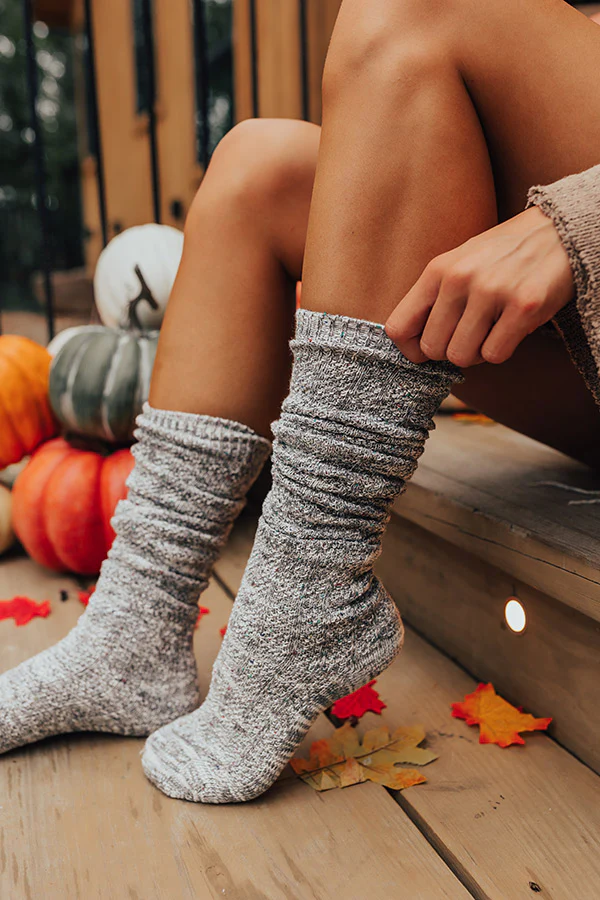 Miles To Go Knit Socks In Taupe - Image 3