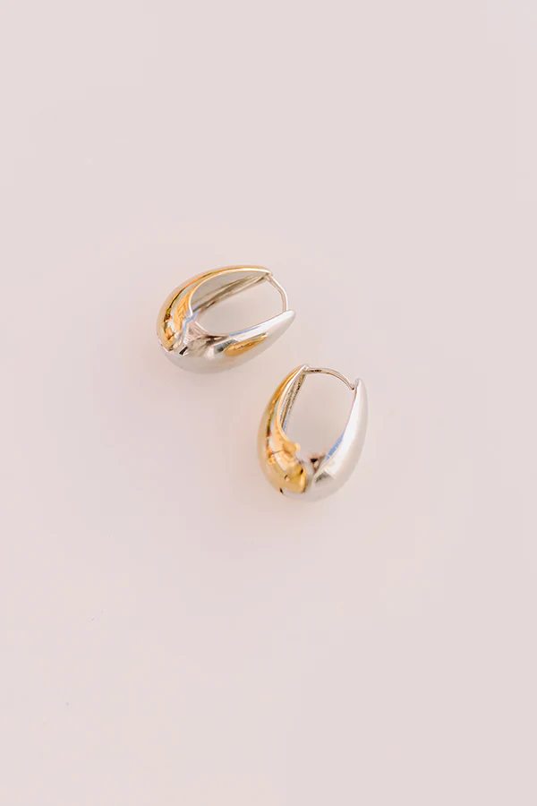 Mixed Metal Tear Drop Huggie - Image 2