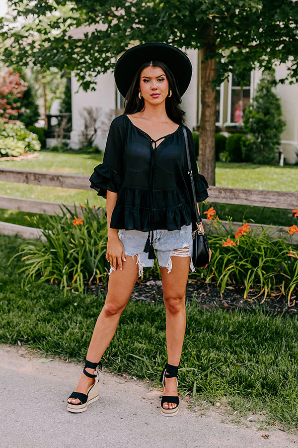 Moonlit Cabana Shift Top In Black - Image 3