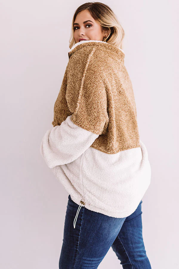 More Lattes, Please Sherpa Pullover In Iced Mocha Curves - Image 4