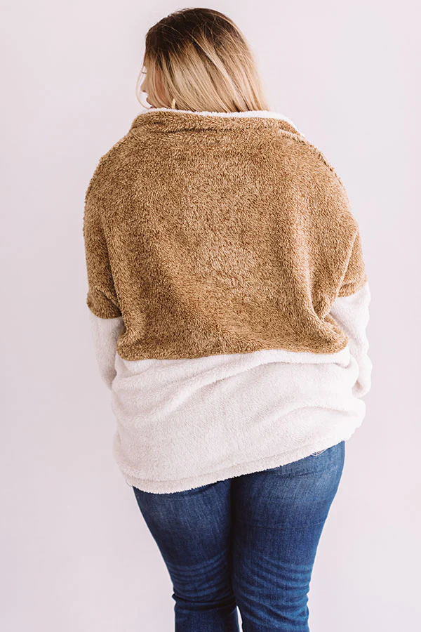 More Lattes, Please Sherpa Pullover In Iced Mocha Curves - Image 5