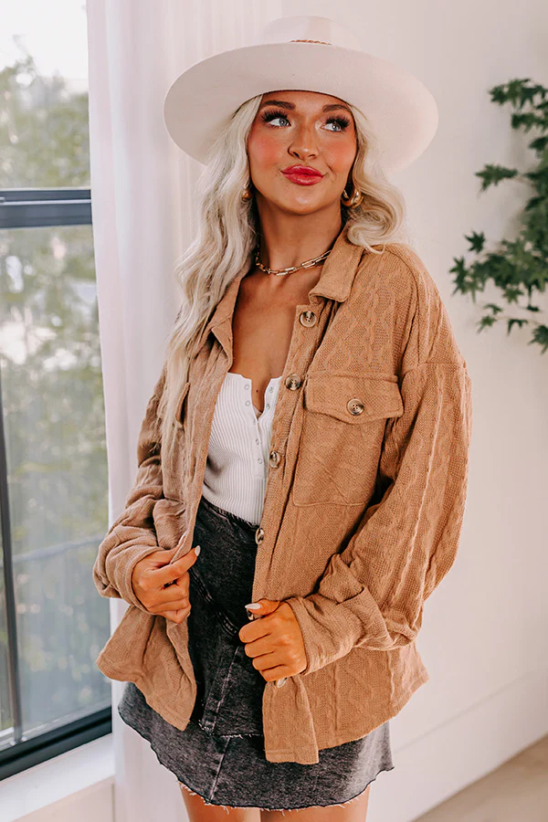 More To Say Cable Knit Light Weight Jacket In Mocha - Image 5