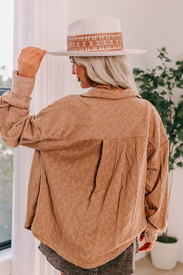 More To Say Cable Knit Light Weight Jacket In Mocha - Image 6
