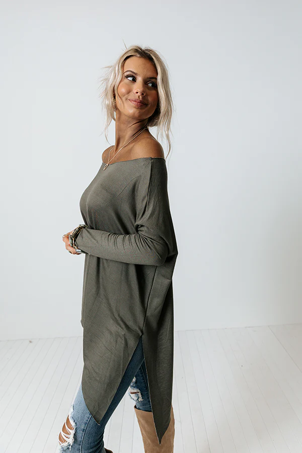 Morning Glow Shift Top in Army Green - Image 3