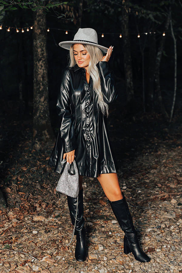 Mostly Amused Faux Leather Dress in Black - Image 7