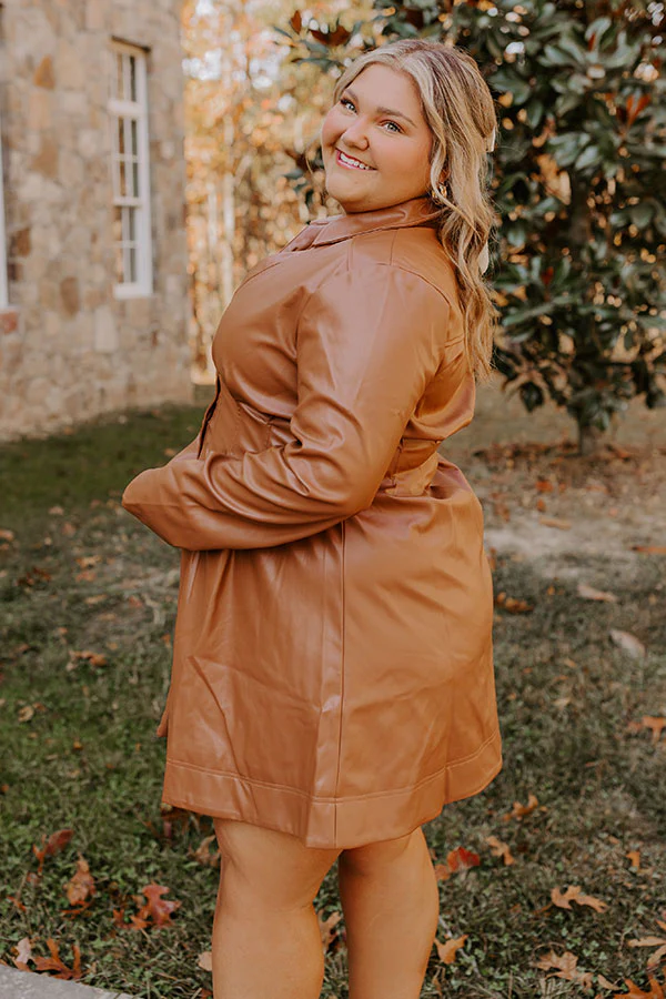 Mostly Amused Faux Leather Dress in Camel Curves - Image 4