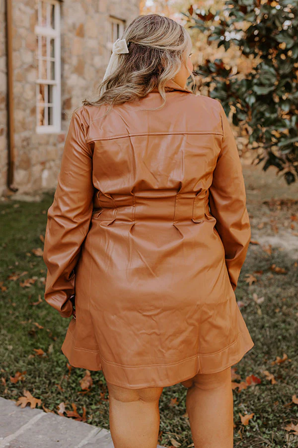 Mostly Amused Faux Leather Dress in Camel Curves - Image 5