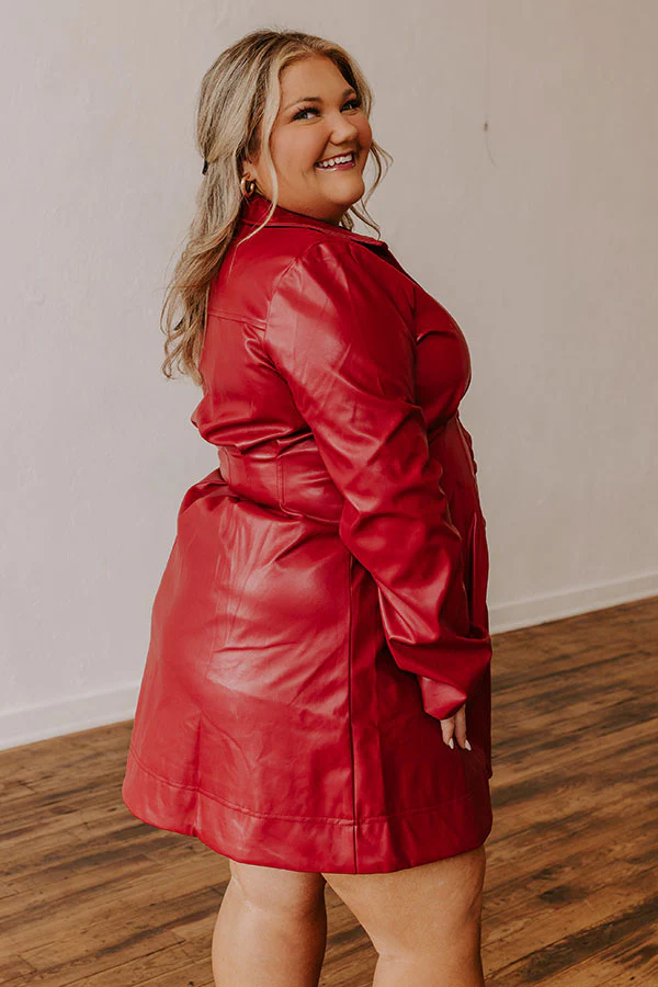 Mostly Amused Faux Leather Dress in Crimson Curves - Image 3