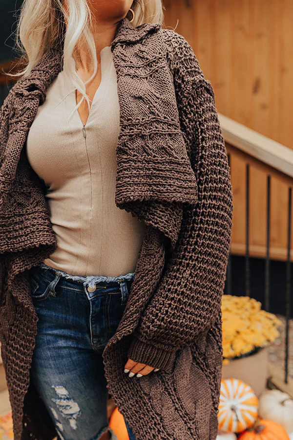 Mountain View Cable Knit Cardigan In Espresso - Image 6