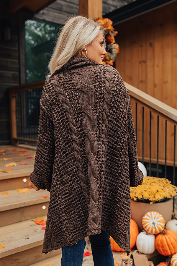 Mountain View Cable Knit Cardigan In Espresso - Image 8
