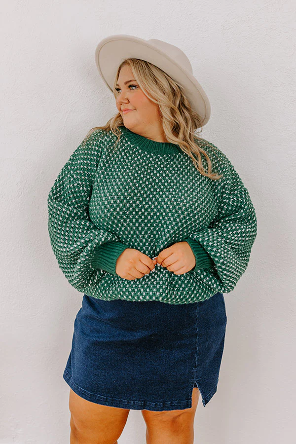 Mountain View Knit Sweater In Hunter Green Curves - Image 2