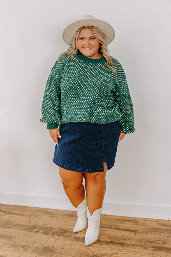 Mountain View Knit Sweater In Hunter Green Curves - Image 3